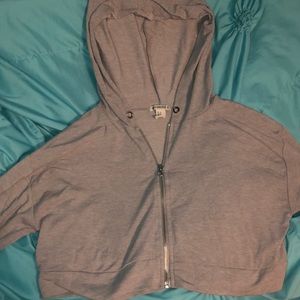Gray forever 21 crop zip up